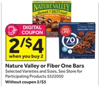 Stop&Shop Nature valley or fiber one bars offer