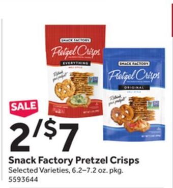 Stop&Shop Snack factory pretzel crisps offer
