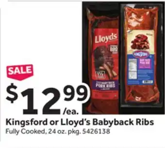 Stop&Shop Kingsford or lloyd's babyback ribs offer