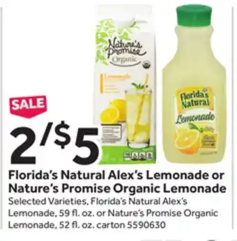 Stop&Shop Florida's natural alex's lemonade or nature's promise organic lemonade offer