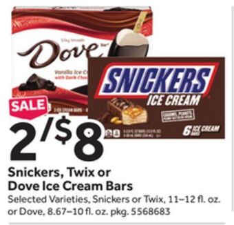 Stop&Shop Snickers, twix or dove ice cream bars offer