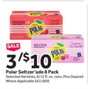Stop&Shop Polar seltzer'ade 8 pack offer