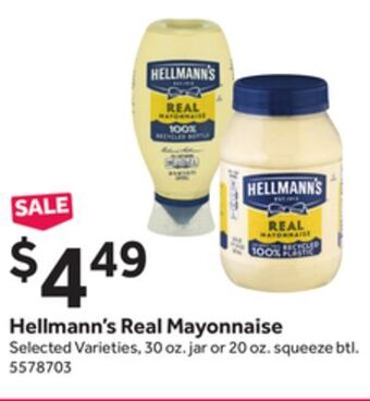 Stop&Shop Hellmann's real mayonnaise offer
