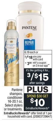 CVS Pantene shampoo, conditioner 16-20.1 oz, select stylers or treatments offer