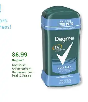 Harmon Face Values Degree® cool rush antiperspirant deodorant twin pack offer