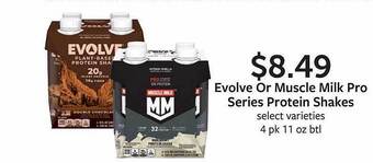Fareway Evolve or muscle milk pro series protein shakes offer