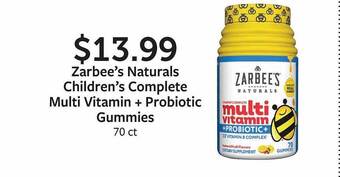 Fareway Zarbee's naturals children's complete multi vitamin + probiotic gummies offer