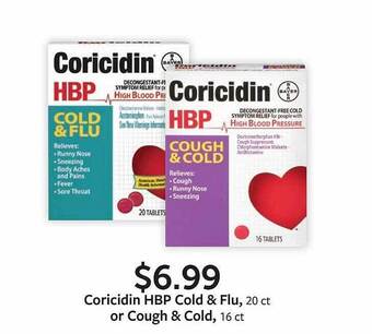 Fareway Coricidin hbp cold & flu, or cough & cold offer