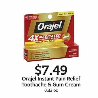 Fareway Orajel instant pain relief toothache & gum cream offer