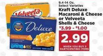 IGA Kraft deluxe macaroni & cheese or velveeta shells & cheese offer