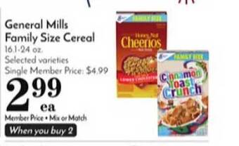 Pavilions General mills family size cereal offer