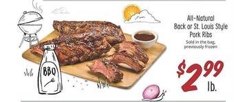 Sprouts Farmers Market All-natural back or st. louis style pork ribs offer