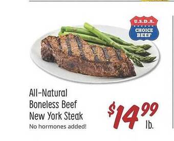 Sprouts Farmers Market All-natural boneless beef new york steak offer