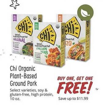 Sprouts Farmers Market Chi organic plant-based ground pork offer