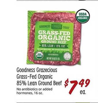 Sprouts Farmers Market Goodness grazecious grass-fed organic 85% lean ground beef offer