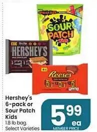 Tom Thumb Hershey's 6-pack or sour patch kids offer