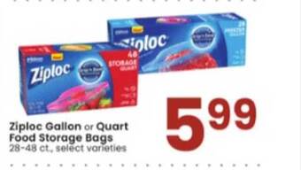 Albertsons Ziploc gallon or quart food storage bags offer