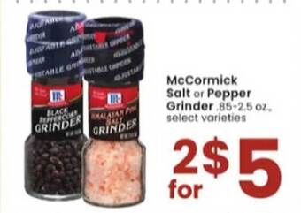 Albertsons Mccormick salt or pepper grinder offer