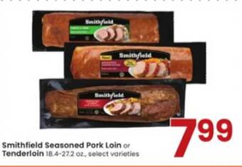 Albertsons Smithfield seasoned pork loin or tenderloin offer
