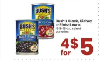 Albertsons Bush's black, kidney or pinto beans offer