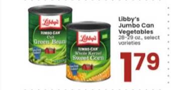 Albertsons Libby's jumbo can vegetables offer