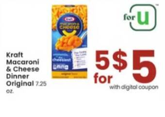 Albertsons Kraft macaroni & cheese dinner original offer