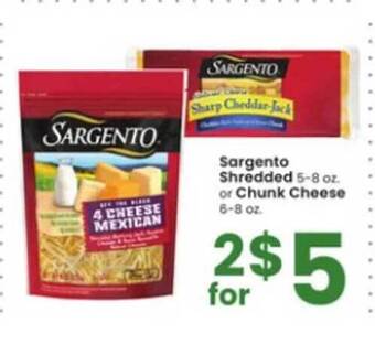 Albertsons Sargento shredded or chunk cheese offer