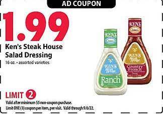Festival Foods Ken's steak house salad dressing offer