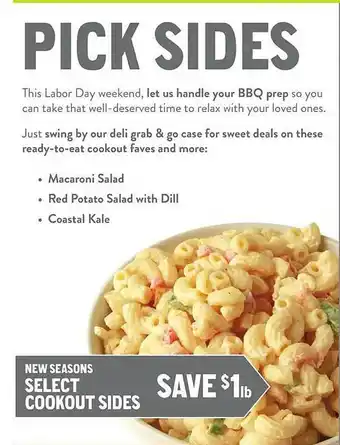 New Seasons Market New seasons select cookout sides offer