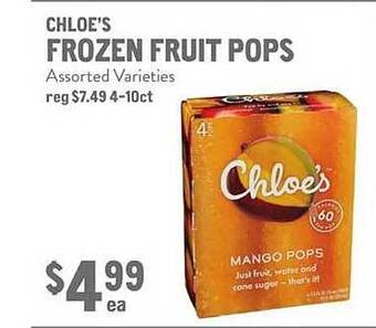 New Seasons Market Chloe's frozen fruit pops offer