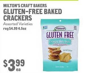 New Seasons Market Milton's craft bakers gluten-free baked crackers offer
