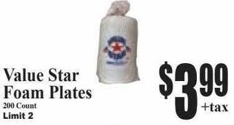 Baja Ranch Value star foam plates offer
