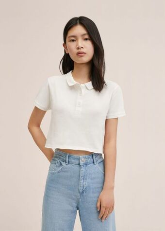 Mango Cropped cotton polo shirt offer