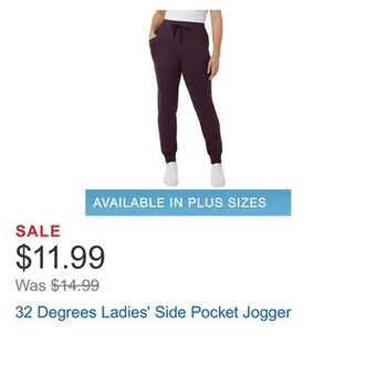 Costco 32 degrees ladies' side pocket jogger offer