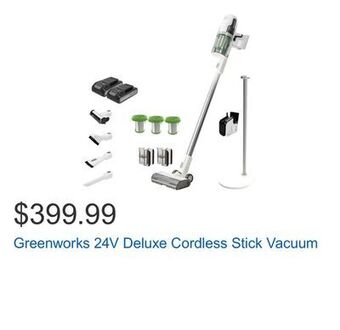 Costco Greenworks 24v deluxe cordless stick vacuum offer
