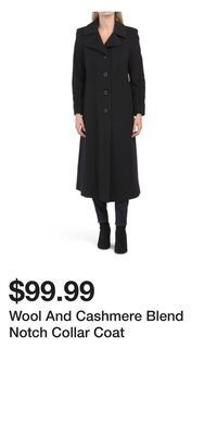 TJ Maxx Wool and cashmere blend notch collar coat offer