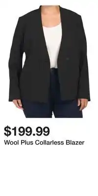 TJ Maxx Wool plus collarless blazer offer