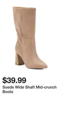 TJ Maxx Suede wide shaft mid-crunch boots offer