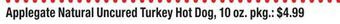 ACME Applegate natural uncured turkey hot dog offer
