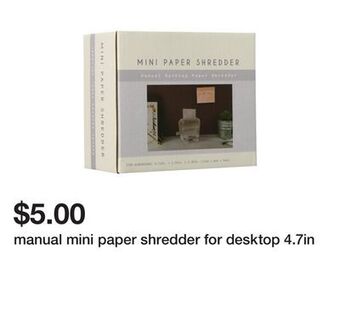 Five Below Manual mini paper shredder for desktop 4.7in offer