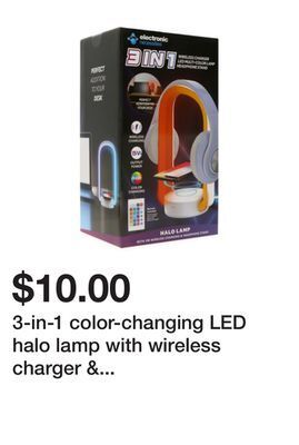 Five Below 3-in-1 color-changing led halo lamp with wireless charger & headphones stand offer