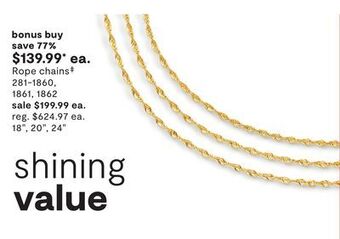 JC Penney Rope chains‡ offer