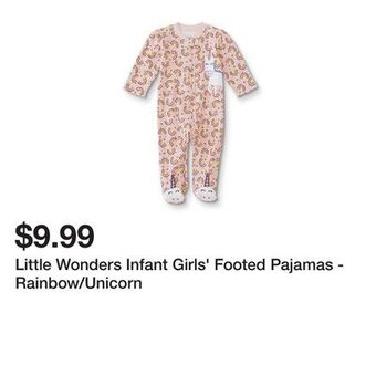Kmart Little wonders infant girls' footed pajamas - rainbow/unicorn offer
