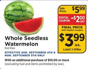 ShopRite Whole seedless watermelon offer