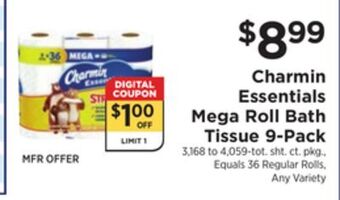 ShopRite Mega roll bath tissue 9-pack offer