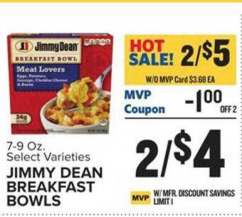 Food Lion Jimmy dean breakfast bowls offer