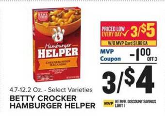 Food Lion Betty crocker hamburger helper offer