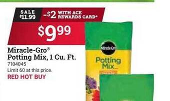 Ace Hardware Miracle-gro potting mix, 1 cu. ft. offer