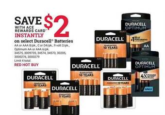 Ace Hardware On select duracell batteries offer