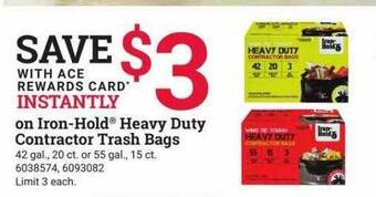 Ace Hardware On iron-hold heavy duty contractor trash bags offer